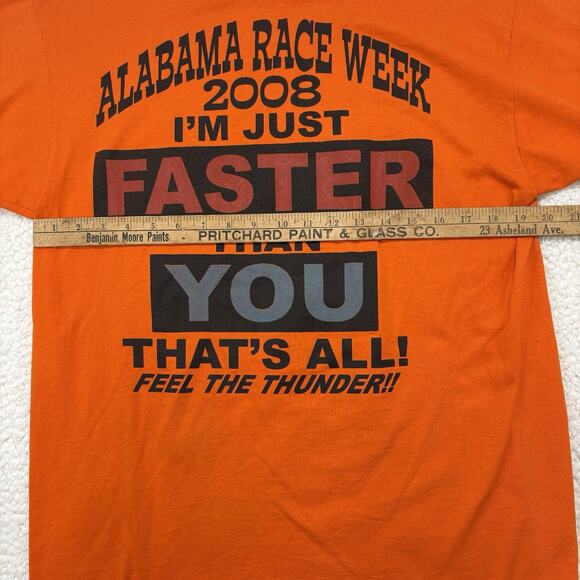 Alabama Race Week 2008 Faster Than You Racing T-Shirt Mens Large Vintage Orange - Picture 6 of 8